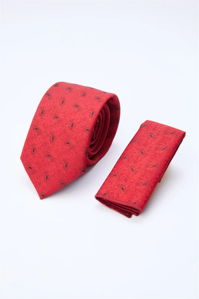 Kırmızı-Bordo Desenli 7 Cm Kravat 1090260129 ürün görseli 1