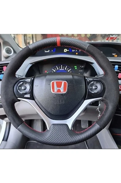 Honda Civic Fb7 Araca Özel Direksiyon Kılıfı Alcantra Karbon ürün görseli 1
