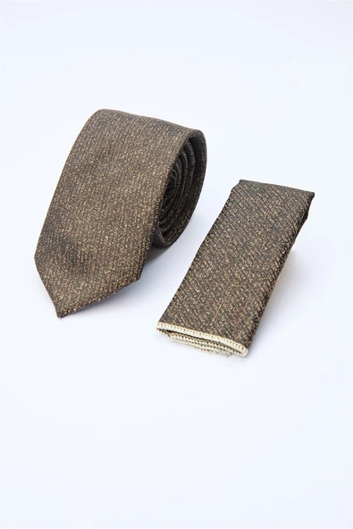 Kahverengi-Bej Desenli 7 Cm Kravat 1090260128 ürün görseli 1