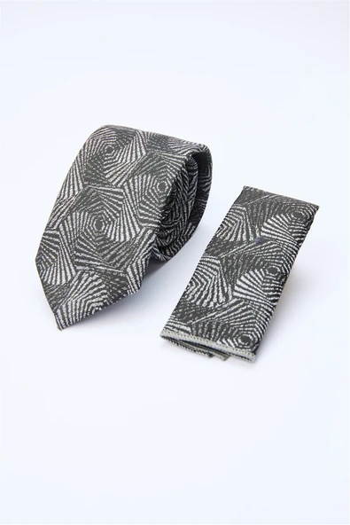 Siyah-Gri Desenli 7 Cm Kravat 1090260123 ürün görseli 1