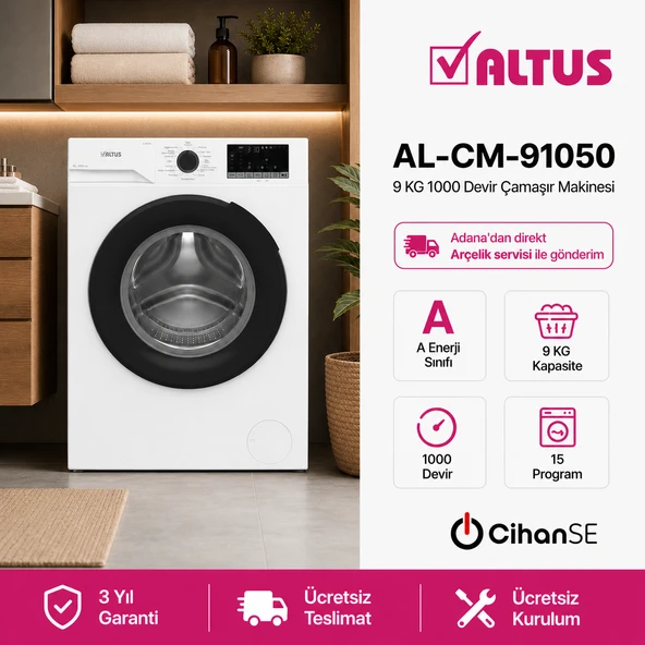 Altus AL CM 91050 9 Kg Yeni Model Çamaşır Makinesi ürün görseli 1