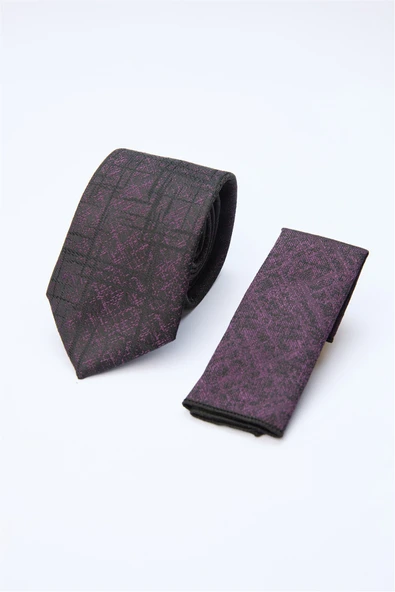 Siyah-Lila Desenli 7 Cm Kravat 1090260122 ürün görseli 1