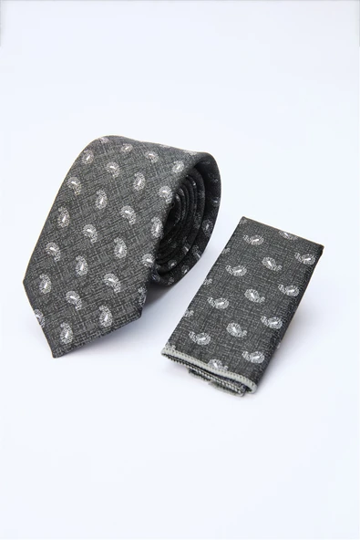 Siyah-Gri Desenli 7 Cm Kravat 1090260129 ürün görseli 1