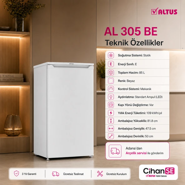 Altus AL-305 BE 90 Litre mini buzdolabı ürün görseli 1