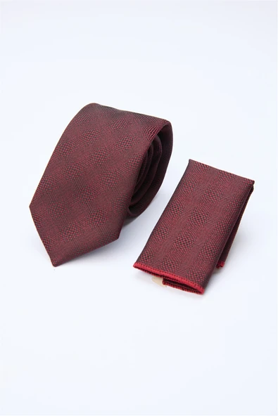 Bordo-Siyah Desenli 7 Cm Kravat 1090260127 ürün görseli 1