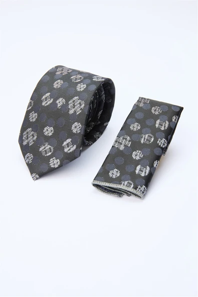 Siyah-Gri Desenli 7 Cm Kravat 1090260133 ürün görseli 1