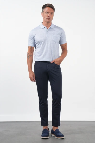 Lacivert Yan Cep Örme Slim Fit Casual Pamuklu 5 Cep Pantolon 1003260906 ürün görseli 1