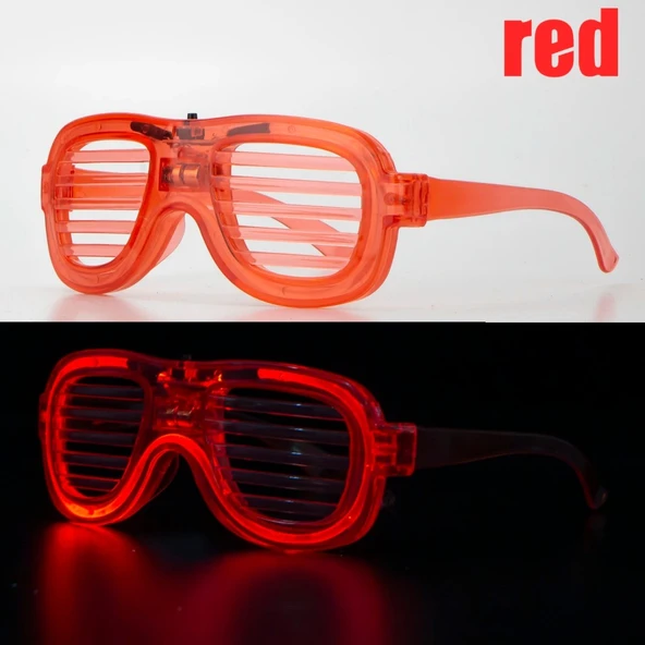 Kırmızı Led Işıklı Parti Gözlüğü - Neon Glow Şerit Gözlük 3 Modlu ürün görseli 1