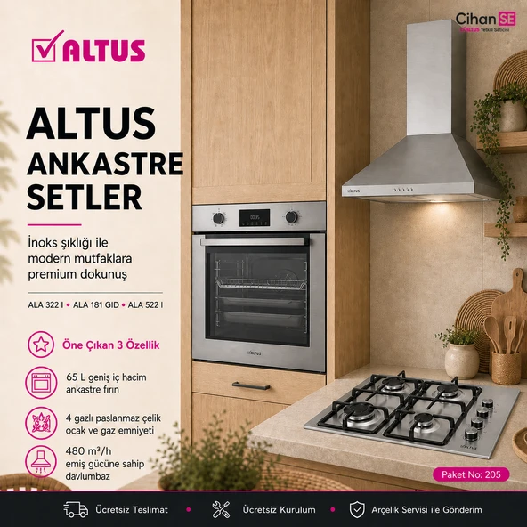 Altus Ankastre Set Inox Set no 205 ( ALA 322 I - ALA 522 I - ALA 181 GID ) ürün görseli 1