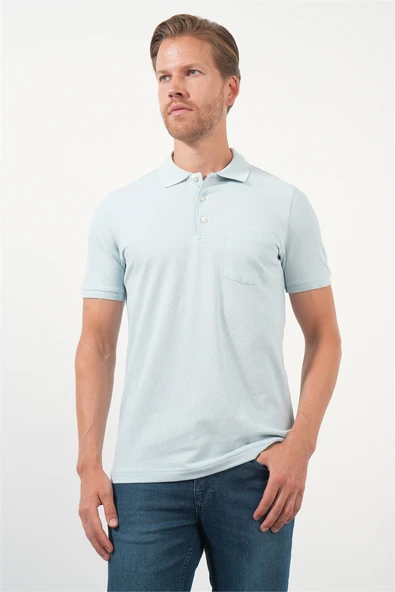Mavi Polo Yaka Kısa Kol Cepli Comfort Fit Pamuklu Tişört 1011260155 ürün görseli 1