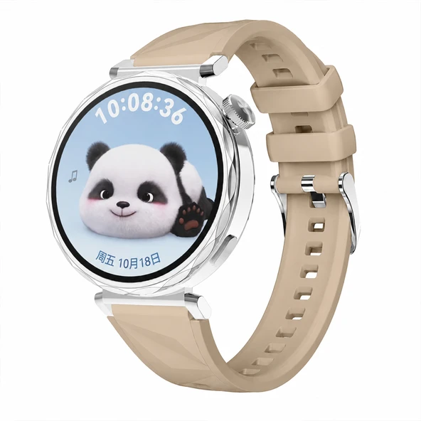 Sneezy Huawei Watch GT5 Pro 42mm İle Uyumlu Prism Metal Tokalı Soft Yumuşak Silikon Kordon  Bej ürün görseli 1
