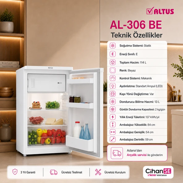 Altus AL-306 BE 114 litre Mini Buzdolabı - Resim 2