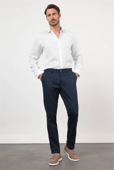 Lacivert Yan Cep Comfort Fit Pamuklu Chino Pantolon 1003260172 ürün görseli 1