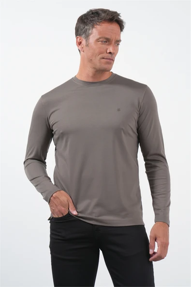 Haki Bisiklet Yaka Uzun Kol Örme Standart Fit Esnek Sweatshirt 1013260150 ürün görseli 1
