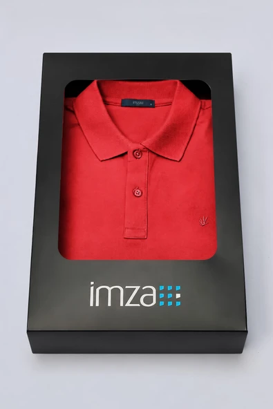 Kırmızı Polo Yaka Pike Kısa Kol Slim Fit Pamuklu Hediye Kutulu Tişört 1011260169 ürün görseli 1