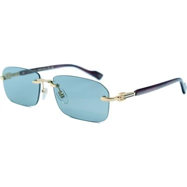 Gucci Gg 1221s 003 56 Unisex Dikdörtgen Gold Metal Güneş Gözlüğü ürün görseli 1