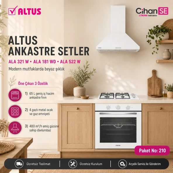Altus Ankastre Set Beyaz Set no 210 ( ALA 321 W - ALA 181 WD - ALA 522 W ) ürün görseli 1