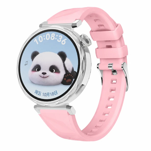 Sneezy Huawei Watch GT5 Pro 42mm İle Uyumlu Prism Metal Tokalı Soft Yumuşak Silikon Kordon  Pembe ürün görseli 1