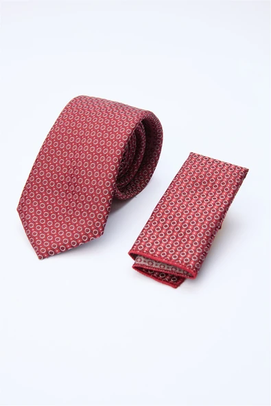 Kırmızı-Bordo Desenli 7 Cm Kravat 1090260132 ürün görseli 1