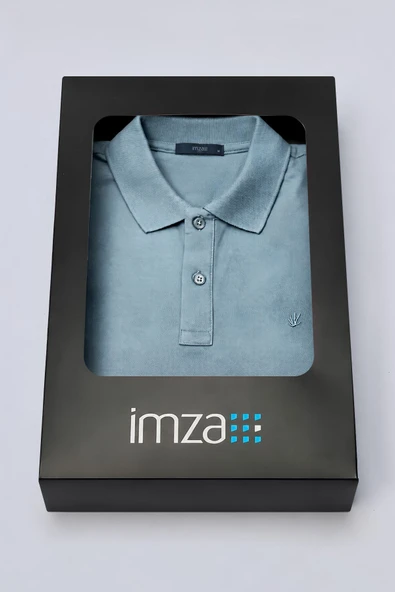 Mavi Polo Yaka Pike Kısa Kol Slim Fit Pamuklu Hediye Kutulu Tişört 1011260169 ürün görseli 1