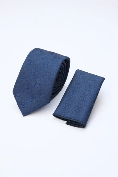 Lacivert-Lacivert Desenli 7 Cm Kravat 1090260127 ürün görseli 1