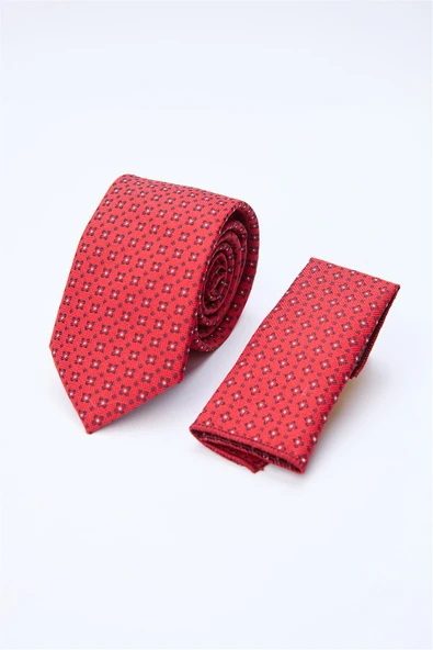 Kırmızı-Lacivert Desenli 7 Cm Kravat 1090260126 ürün görseli 1
