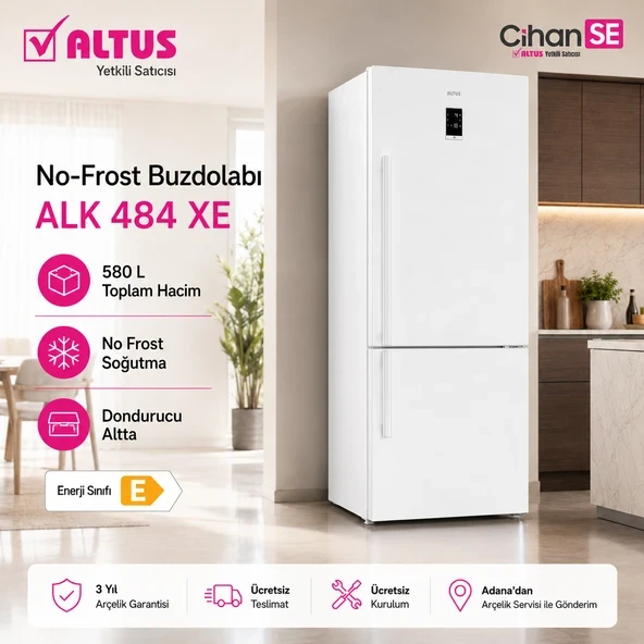 PTTAVM: Altus ALK-484 XE 580 Litre Beyaz No-Frost Kombi Buzdolabı