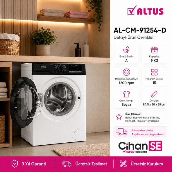 Altus AL CM 91254 D 9 KG Yeni Model Çamaşır Makinesi 2025 ürün görseli 1