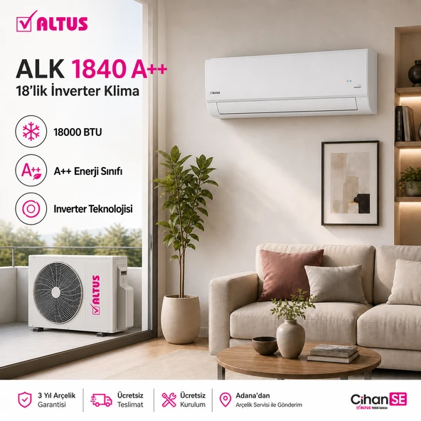 Altus ALK-1840 A++ 18000 BTU 18'lik İnverter Klima ürün görseli 1