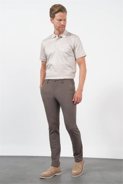 Kahverengi Yan Cep Slim Fit Esnek Jogger Pantolon 1003260373 ürün görseli 1
