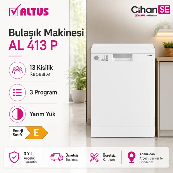 Altus AL-413 P 3 Program Bulaşık Makinesi 13 Kişilik ürün görseli 1