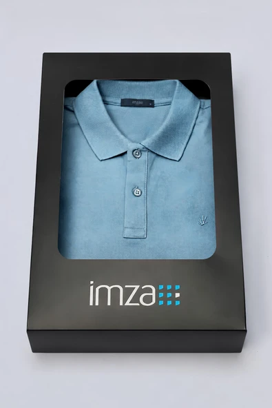 Mavi Polo Yaka Pike Kısa Kol Slim Fit Pamuklu Hediye Kutulu Tişört 1011260169 ürün görseli 1