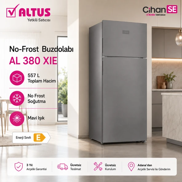 Altus AL-380 XIE 557 Litre LCD Ekran İnox No-Frost Buzdolabı ürün görseli 1