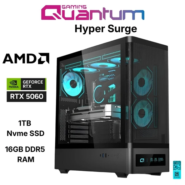 Quantum Gaming Hyper Surge Ryzen 5 7500F 16GB DDR5 1TB NVMe RTX5060 8GB Oyuncu Bilgisayarı ürün görseli 1