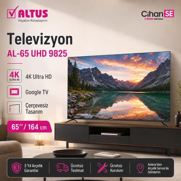 Altus AL 65 UHD 9825 4K Led Tv Televizyon Google TV ürün görseli 1