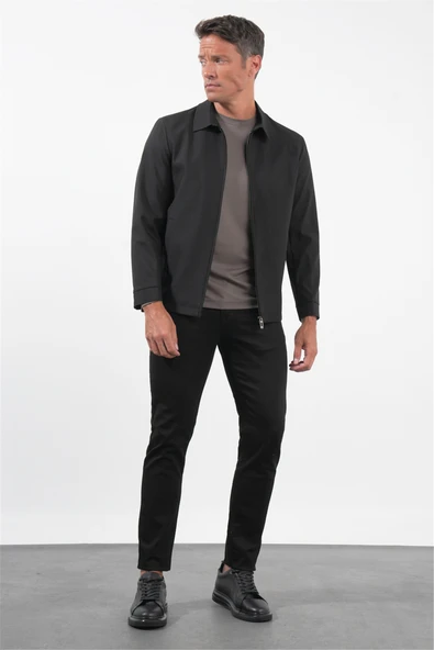 Siyah Berberi Yaka Slim Fit Mont 1007260155 ürün görseli 1