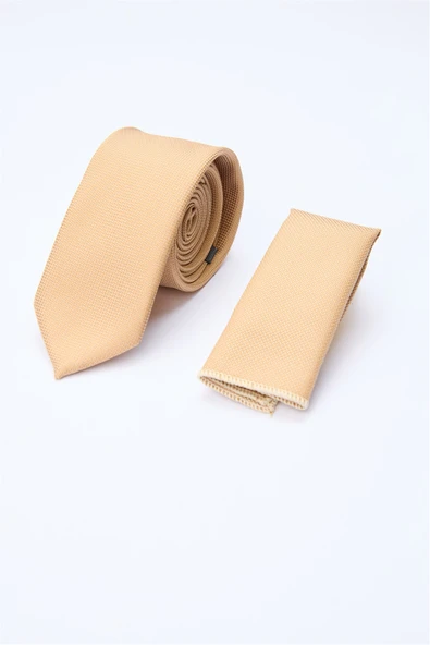 Bej Kuş Gözü Desen  7 Cm  Kravat 1090260100 ürün görseli 1
