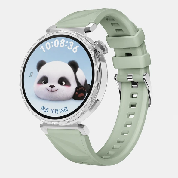 Sneezy Huawei Watch GT5 Pro 42mm İle Uyumlu Prism Metal Tokalı Soft Yumuşak Silikon Kordon  Yeşil ürün görseli 1