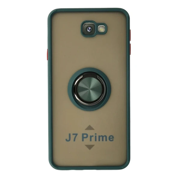 Samsung Galaxy J7 Prime Kılıf Montreal Yüzüklü Silikon Kapak - Yeşil ürün görseli 1
