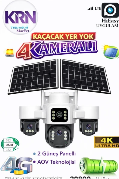 KRNTECH AS-S446G PTZ DOME KAMERA 12MP 4 KAMERALI ÇİFT PANELLİ ürün görseli 1