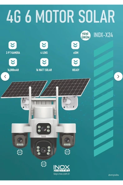 inoxdigital İNOX X24 3 MOTORLU 4 KAMERALI ESİM 4G SOLAR KAMERA ürün görseli 1