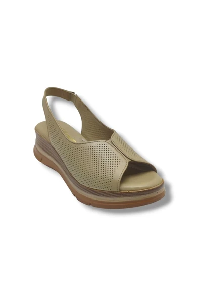 Ellanor S-564-26 Hakiki Deri Anatomik Dolgu Taban Kadın Sandalet ürün görseli 1