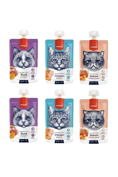 Wanpy 3'lü Karma Ezme Kedi Ödül Maması 6 x 90 gr ürün görseli 1