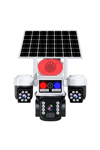 AV-S463 Beyaz Sim Kartlı 3 Kameralı 4G Güneş Enerjili Solar Kamera ürün görseli 1
