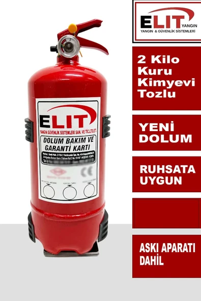 2 Kg Kuru Kimyevi Tozlu Yangın Söndürme Tüpü Askı Aparatı ve Kullanım Talimatı Dahil ürün görseli 1