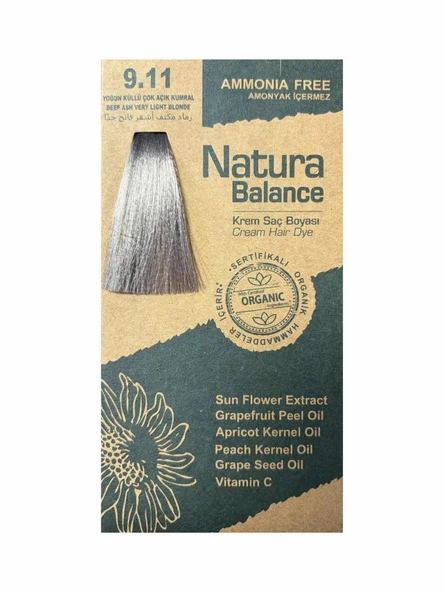 NATURA BALANCE SAÇ BOYASI 9.11 YOĞUN KÜLLÜ ÇOK AÇIK KUMRAL ürün görseli 1