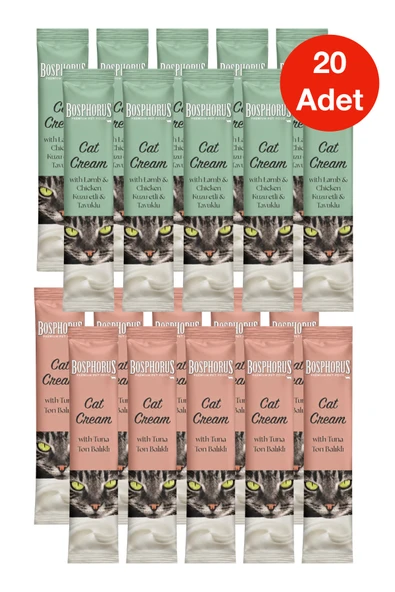 10 Adet x Ton Balıklı Kedi Kreması 15 g + 10 Adet x Kuzu Etli ve Tavuklu Kedi Kreması 15 g ürün görseli 1