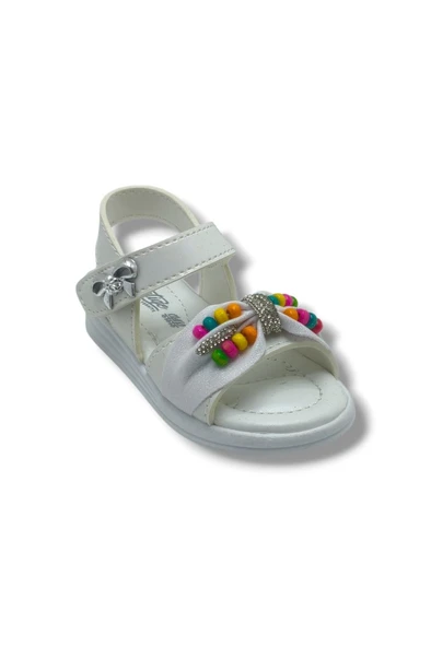 Butiqe 1810-26 Simli Renkli Boncuk Taşli Anatomik Kız Çocuk Sandalet 22-25 ürün görseli 1