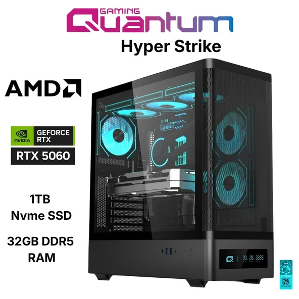 Quantum Gaming Hyper Strike Ryzen 5 7500F 32GB DDR5 1TB NVMe RTX5060 8GB Gaming Desktop ürün görseli 1