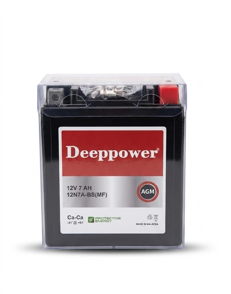 Deeppower 12V 7Amper 12N7A-BS Tam Bakımsız Kuru/Jel Motor Aküsü ürün görseli 1